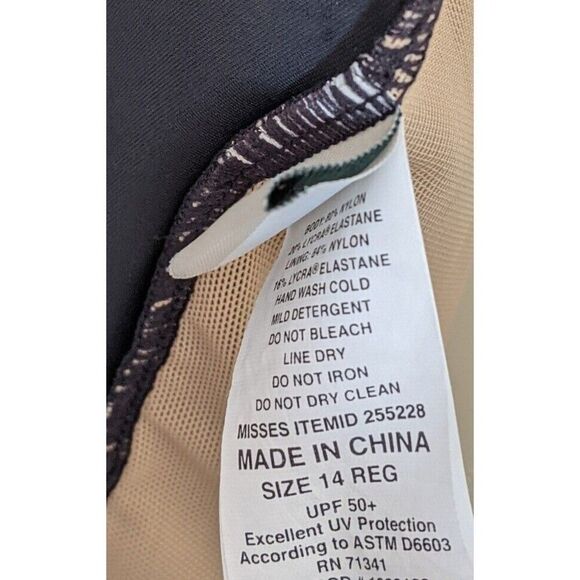 L.L. Bean Black Beansport Tanksuit One Piece Swimsuit Lined UPF 50+ Size 14 Reg - Picture 10 of 11